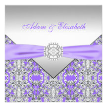 Lavender Purple Lace Diamond Ribbon Wedding Custom Announcement