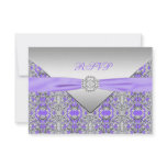 Lavender Purple Lace Diamond Wedding RSVP invitations