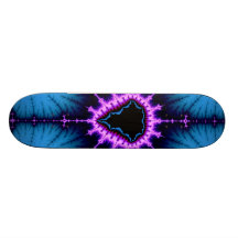 Lavender Purple Mandelbrot Cross on Blue Custom Skate Board