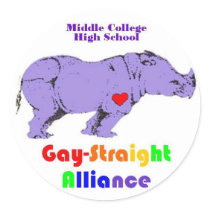Lavender Rhino Round Sticker