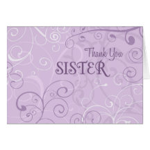 Lavender Swirls Sister Thank You Bridesmaid Card
