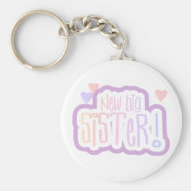 Lavender Text New Big Sister Tshirts and Gifts Keychains