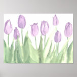 Lavender Tulip Flower Garden Spring Watercolor Posters