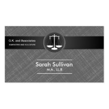 Law Business Card Stylish Grey Black Scale Justice