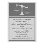 Law School Graduation Invite (Grey Justice Scales)