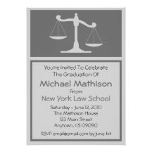 Law School Graduation Invite (Grey Justice Scales)