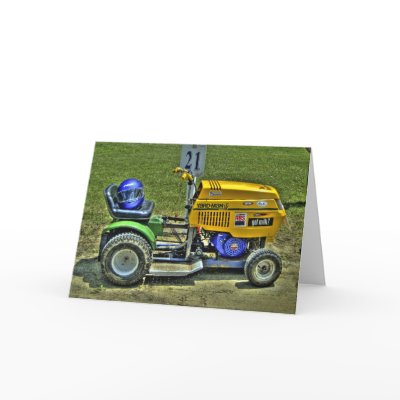 Auto Racing Christmas Cards on Card Depicting A Racing Lawnmower On The Front