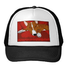 Lazy English Bull Terrier Dog Breed Illustration Mesh Hats