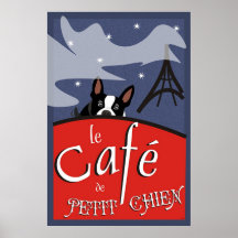 Le Cafe de Petit Chien, Paris (nuit) Posters