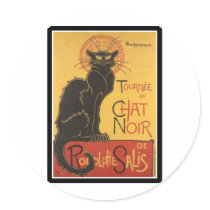 LE CHAT NOIR PRINT ROUND STICKERS