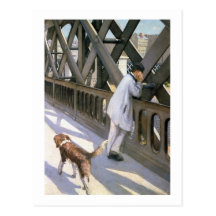 Le Pont de L'Europe: detail of a resting man and a Postcard