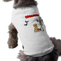Le squelette a peur d'Halloween - Tee-shirt Pour Chien