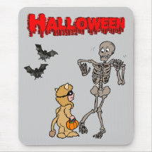 Le squelette a peur d'Halloween - Tapis De Souris