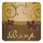 Leaf Gold Chocolate Brown Fall Wedding Seals
