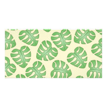 Leaf Pattern, Monstera Leaves on Cream Colour. Photo Card