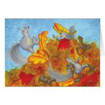 Leaf Pile Toss Up / Birthday Greeting Card