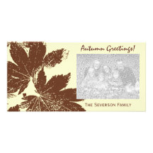 Leaf Print Autumn Greetings Photo Card