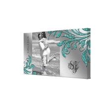 Leaf Sparkle Print Photo Template Teal Leaves Canvas Prints