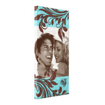 Leaf Sparkle Wedding Print Brown Blue Leaves Stretched Canvas Print