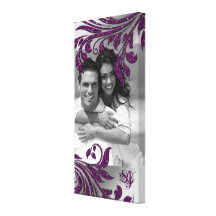 Leaf Sparkle Wedding Print Purple Leaves Vertical Canvas Print
