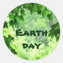 Leafy Earth Day Round Sticker