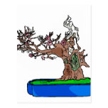 Leaning Bonsai in Winter Outline Graphic 1 Postcards