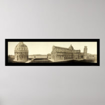Leaning Tower of Pisa Photo 1909 Print