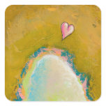 Leap of faith little heart hopeful art painting square sticker