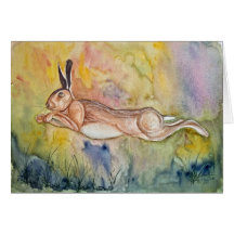 Leaping Hare Greeting Cards