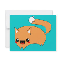 Leaping Kawaii Fox Personalized Invitations