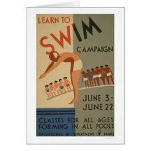 Learn To Swim NYC 1940 WPA Greeting Card