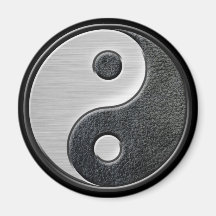 Leather and Steel Yin Yang Fridge Magnet
