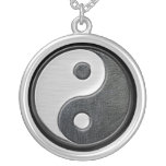 Leather and Steel Yin Yang Necklace