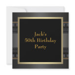 Leather Gold Mans 50th Birthday Party invitations