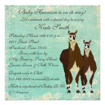 Leather Llamas Baby Invitation