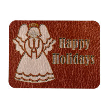 Leather-Look Angel Red Rectangle Magnets