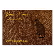 Leather-Look Cat Business Cards