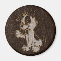Leather-Look Dog Dark Refrigerator Magnet