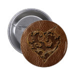 Leather-Look Heart Pinback Button
