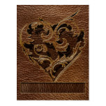 Leather-Look Heart Postcard