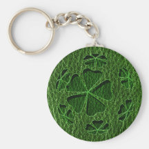 Leather-Look Irish CloverBall Key Chain