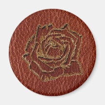 Leather-Look Valentine Rose Refrigerator Magnets