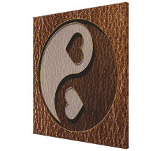 Leather-Look Yin Yang Heart Gallery Wrapped Canvas