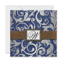 Leather Monogram Denim Western Wedding Invitations