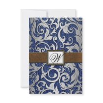 Leather Monogram Denim Western Wedding RSVP Cards Personalised Announcements