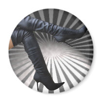 Leather Thigh High Boot -Grey - Magnet