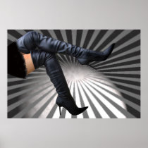 Leather Thigh High Boot -Grey - Poster