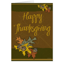Leaves and Acorns Thanksgiving Card