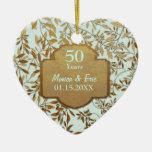 Leaves of Gold 50th Wedding Anniversary Christmas Tree Ornaments