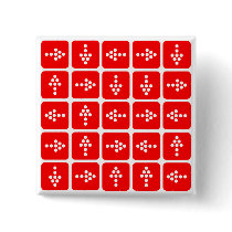 LED Arrow Square Red Pinback Buttons